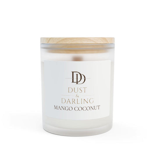 Vanilla Frosted Glass Candle — 11oz Scented Soy Candle with Wooden Lid